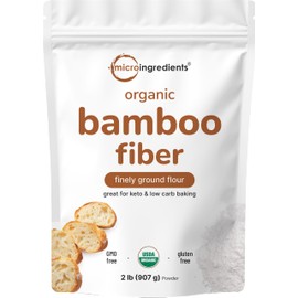 Organic Bamboo Fiber Powder, 2lbs | Keto Flour for Low-Carb Baking & Cooking | Low Calorie Flour | Rich in Silica, Prebiotics, & Minerals | Non-GMO, Keto Friendly, Gluten Free