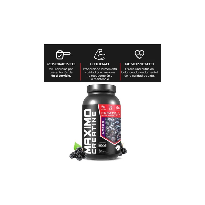 Creatina Monohidratada Maximo Protein 1kg 200 Porciones
