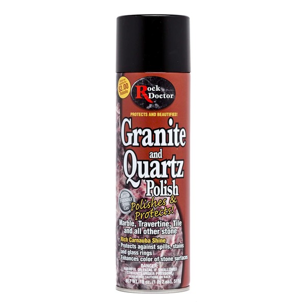 Rock Doctor Granite Polish Spray and Surface, 18 oz. Can, Polish Tile, Marble, Kitchen Countertop, and Natural Stone Surfaces, Streak-Free Shine