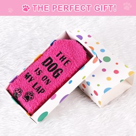 Cyunda Funny Gifts for Mom, Dog Mom Gifts for Women, Birthday Gifts for Dog Lovers, Fuzzy Dog Socks, Christmas Dog Stockings,Hot Pink