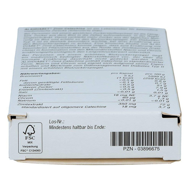 ALSIDIABET Cinnamon Catechine for Diab Type II Capsules Pack of