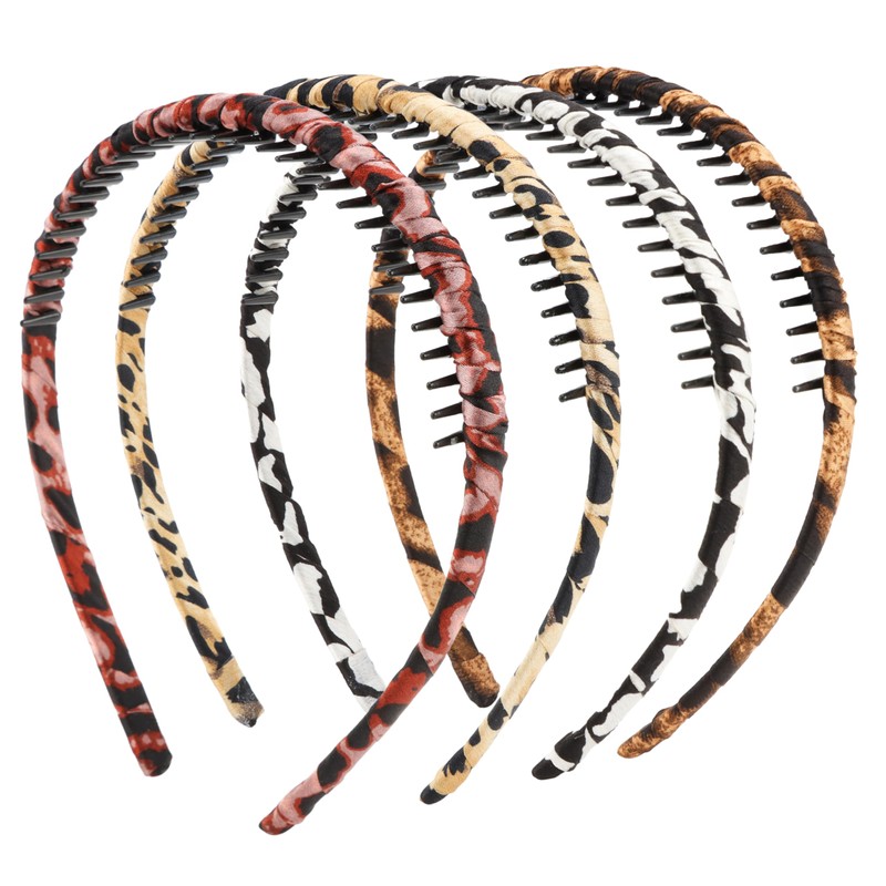 Tihebax Zig Zag Headbands, 4PCS Leopard Print Zig Zag Headband