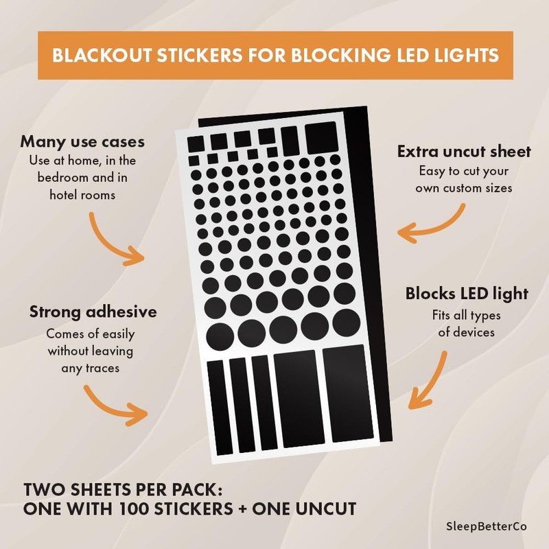 SleepBetterCo Blackout Stickers - 100 pcs, Light Blocking & Dimming