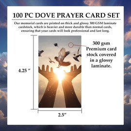 Choobly 100-PC PREMIUM Laminate Funeral Prayer Cards, Celebration of Life Memorial Cards, Bereavement Poems, Comfort, Remembrance, Sympathy, Funeral Favors