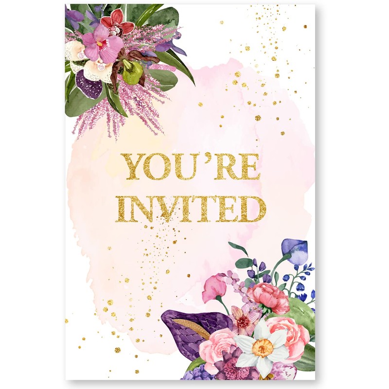 Soiceu Floral Retirement Party Invitations with Envelopes Set of 20