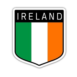 Squiddy Ireland Flag Shield - Vinyl Sticker for Car, Laptop, Notebook (5" high)