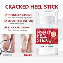 Cracked Heel Balm With Coconut Oil - Foot Cream For Cracked Heels And Dry Skin - Portable Foot Care Stick For Deep Moisturizing & Hydrating