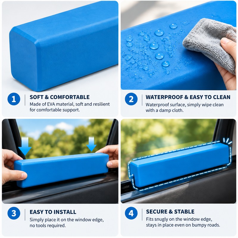 Dog Car Window Chin Rest Cushion with Window Slot Design
