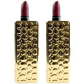 Stephanie Imports Set of 2 Rectangular Vintage Lipstick Cases With Glass Mirror (Gold Drops)