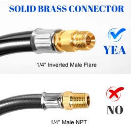 GasSaf 18 inch RV Propane Hose, 1/4" Inverted Camper Propane Hose Connect to 2-Stage Auto Changeover Regulator for RVs, Campers & Trailers (2 pcs)