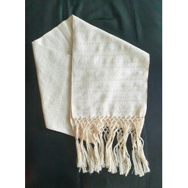 ALKIMIA INC Mexican Handmade Cotton Rebozo Shawl (Ivory, Medium)