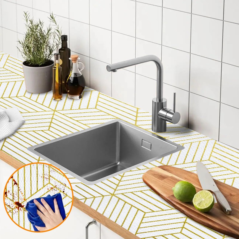 Shelf & Drawer Liner for Kitchen Cabinets Non-Adhesive Gold 12in