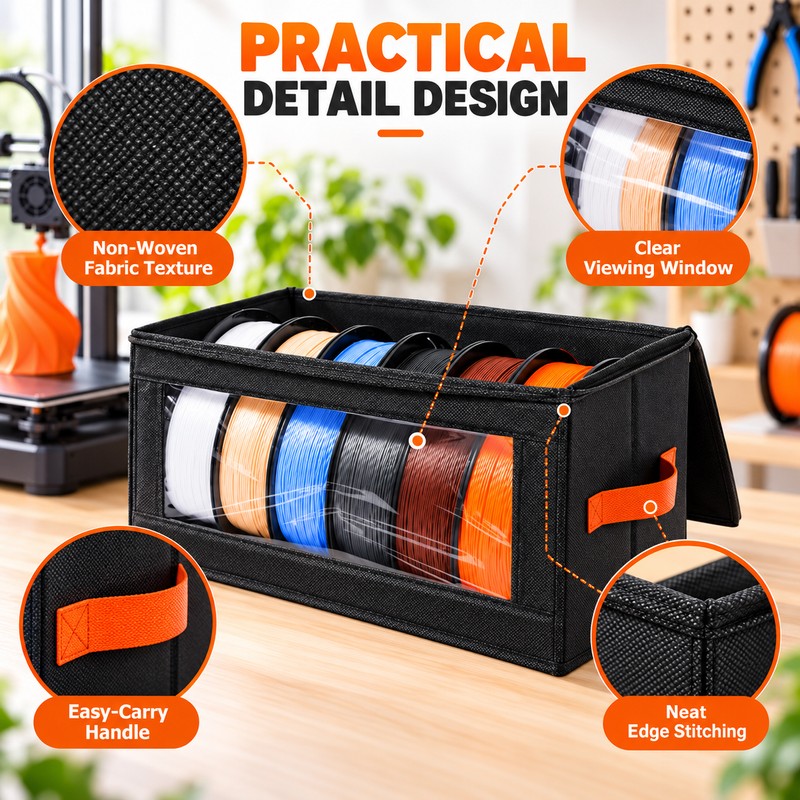 4-Piece 3D Printer Filament Storage Box Set for Spool Organization