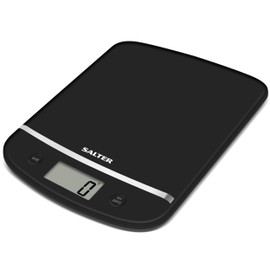 Salter 1056 BKDR Electronic Digital Kitchen Scales - Max 5 kg, Add & Weigh Function, Aquatronic Function to Measure Liquids, Slim Compact Design, Easy-to-Read LCD Display Scale, Black