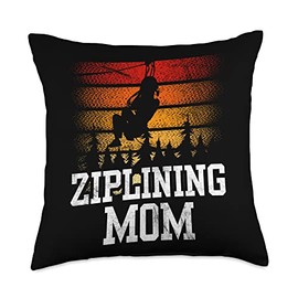 Team Zip Ziplines Fun Zipliner Mother's Day Mom Sports Hobby Zipline Sayings Mother Mommy Mama Throw Pillow, 18x18, Multicolor