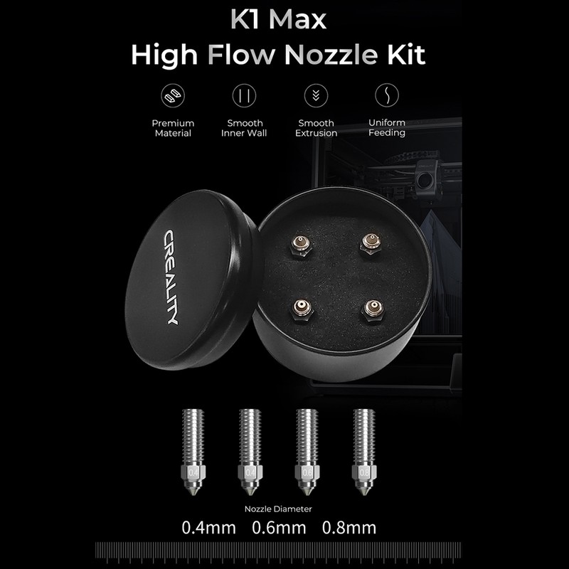 Creality K1 Max High Flow Nozzle Kit 4PCS Bimetallic Material