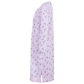 Zeitlos Women's Long-Sleeved Thermal Nightdress with Floral Button Placket Piping, pink