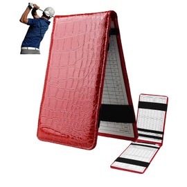 S.fields.inc Golf Vertical PU Leather Scorecard Holder 2 Cards with Pencil Scorebook Cover (Red)