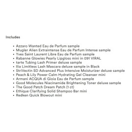 ULTA 14 PC DELUXE SAMPLE SET Perfume Makeup Skincare Aqua Travel Chenille Bag