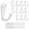 BokWin 12 PCS Coat Hooks Wall Mounted, White Single Prong