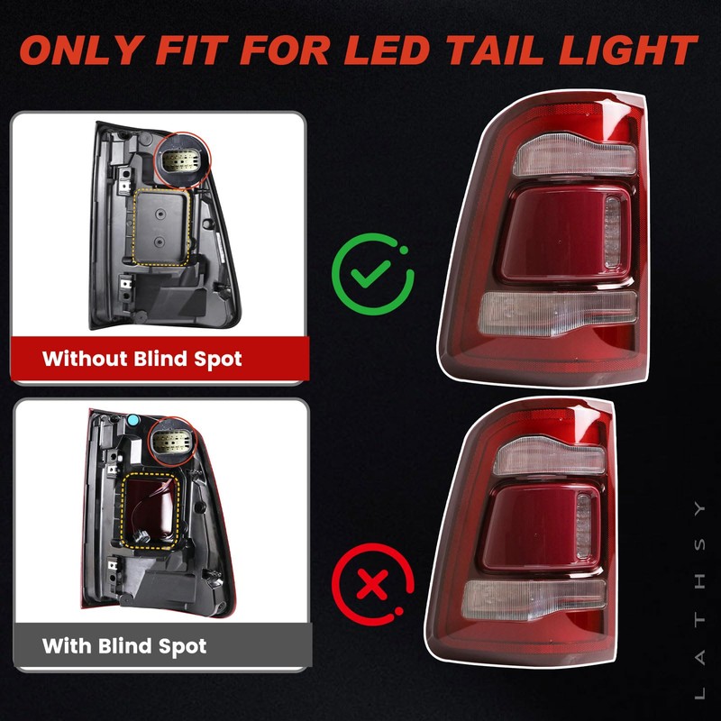 LED Tail Lights Red Cover w/o Blind Spot Compatible With