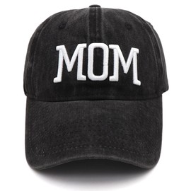 Hiwelove Mother Dad Hat Fathers Day Gift Embroidered Adjustable Couple Parents Gift, Black mom hat and black dad hat
