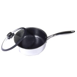 Black Cube CeramicQR Cookware - Made in France - Quick Release 6.5" Saucepan with Glass Tempered Lid - Ceramic Nonstick Saucepan for Induction Cooktops