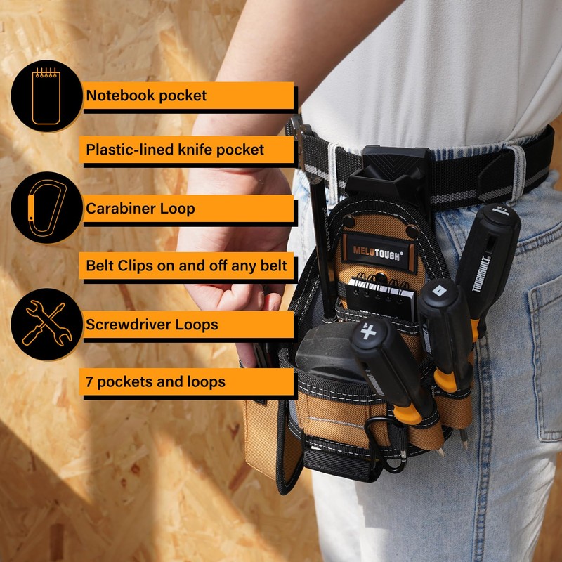 MELOTOUGH Tape Measure Pouch/Utility Knife Pouch + Notebook & Pencil