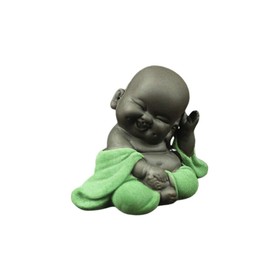 Healifty Mini Buddha Figurine Ceramic Baby Monk Tea Pet Miniature Buddha Statue Zen Garden Tea Tray Decoration