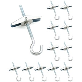 QWORK Ceiling Hooks, 12 Packs 3-9/16" Spring Toggle Wing Bolts Wall Fixing Heavy Duty Pothook for Hanging Plants, Swag Hooks Plant Hooks Toggle Hooks