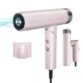 TANSHINE Professional Blow Dryer,Ionic Hair Dryer Foldable 1600W,110000RPM High-Speed Ion Hair Dryer for Fast Drying,Quiet Lightweight Hairdryer with Magnetic Nozzle,Compact Travel Hair Blower,Pink