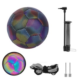 Hsthe Sea Reflective Football, Size 4, Holographic Luminous Reflective Football, Illuminated LED Fu?Ball, Bright Football, Reflective for Night Training (Colour)