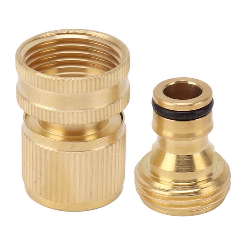 2PCS Water Hose Quick Connector Brass 3/4 Inch Male and