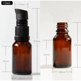 3PCS 15ml 0.5oz Empty Refillable Amber Glass Lotion Bottle Cosmetics Vial Case Holder with Black Pump Head and Clear Cover for Lotion Cream Essential Oil Cleanser Makeup Pump Press Bottles