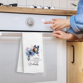 Yjeslw Butterfly Floral Inspirational Kitchen Towels, Inspirational Gifts for Women Hand Dish Towels Decor, Motivational Gifts Tea Towel for Kitchen Bathroom Decorative, 16x24 Inch