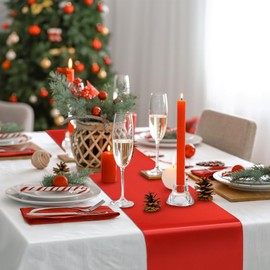 BDDC Red Table Runner 12x108 Inch - 4 Pack Satin Table Runners, Smooth Table Runner for Party Wedding Banquets Birthday