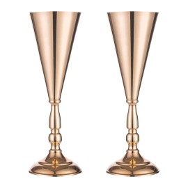 14 Tall Golden Metal Tabletop Vase Wedding Flower Display Stand Anniversary Ceremony Party 2/10pcs Tabletop Trumpet Vase forquantity: 10PCS