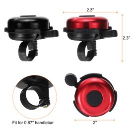 HARFINGTON 2pcs Bike Bell Classic Bicycle Bell with Loud Crisp Clear Sound Bike Ring Bell Aluminum Bike Accessories for Road Mountain Bike, Red Black