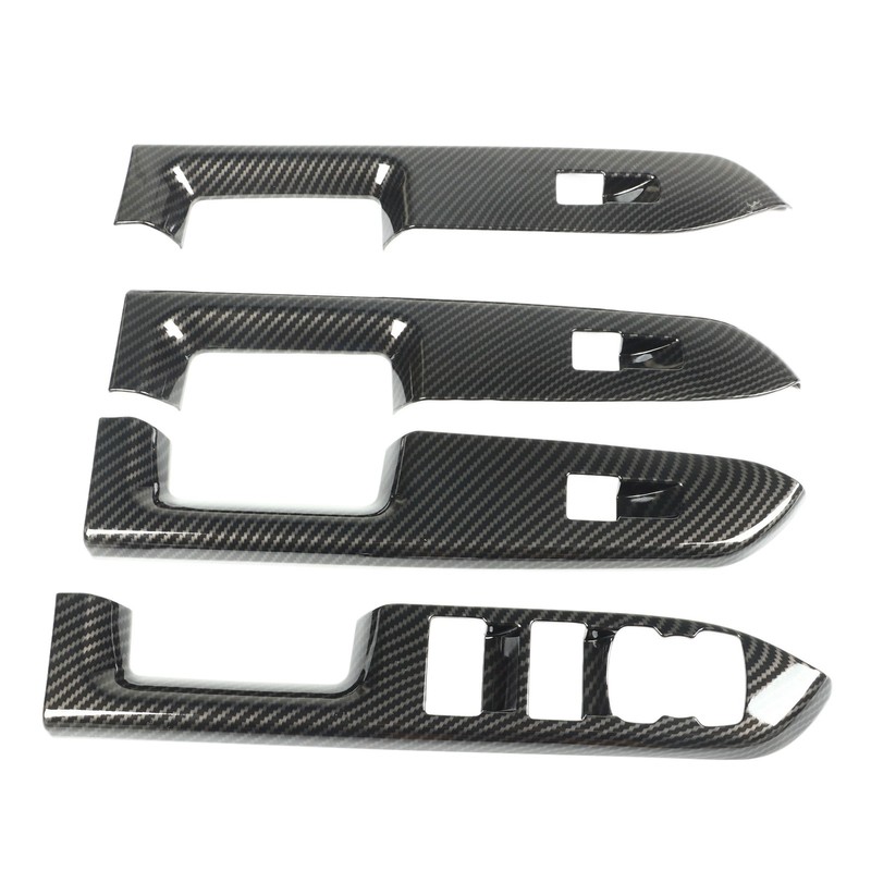 4 Pcs Door Window Control Panel Cover Carbon Fiber Style
