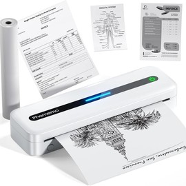 Phomemo-M832 upgraded portable wireless printer, suitable for travel, supports multi-size Bluetooth inkless printing, supports 8.5 inches x 11 inches US letters, mobile thermal printer, compatible with mobile phones and laptops, 300Dpi - Colour: white
