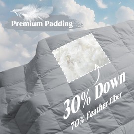puredown® Soft Feather Down Blanket Lightweight Packable Down & Feather Fill Blanket for Indoor and Outdoor Use, King Size Blankets, Alloy Gray