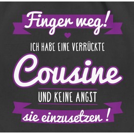 Shirtracer - Gym Bag Backpack - Statement Sayings Children - Ich habe eine verrückte Cousin Purple, 1 black