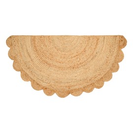 Half Hand Woven Area Rug Braided Jute Scalloped Border, Decor Collection Classic Quality Made for Living Room, Kitchen, 22x42 - Natural