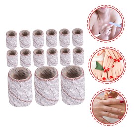 Healvian 200pcs Nail Art White Sand Circle Manicure Band Nail Grinder Bands Drill Sanding Bands Grinding Polisher Sand Bands Sanding Bands for Nail Drill Fine Grit Nail Art Kit Nails Gel