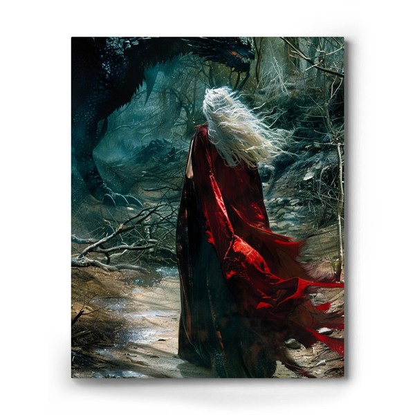 Dragon-Slaying Warrior canvas wall art decor - Back View of