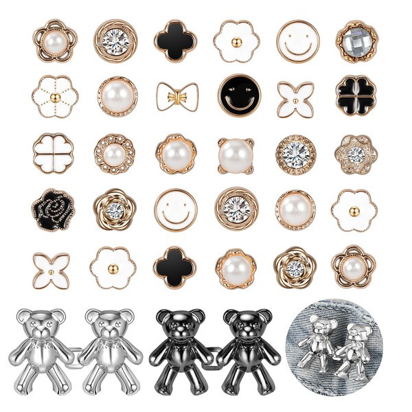 34Pcs Shirt Pin Buttons Safety Pin Buttons Brooch Pins for