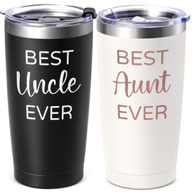 Lifecapido Best Aunt and Uncle Ever 20oz Tumbler Set - Christmas Birthday Gifts From Niece Nephew - Black and Creamy