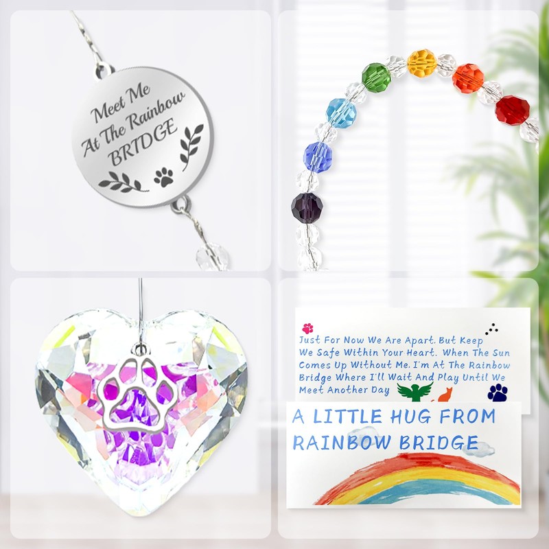Teeloray Crystal Suncatcher Pet Memorial Gift, Rainbow Prism Window Decorative