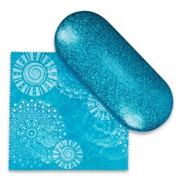 SPUNKYsoul Mermaid Blue Small Premium Fashion Women's Hard Eyeglasses Case By Spunky Soul | Bonus Cleaning Cloth