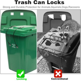Trash Can Locks Garbage Can Lid Locks for Animals, Bear Raccoon Squirrel Dog Proof Trash Can Lock, Weather-Resistant Universal Trash Bin Lock for Outdoor Trash Cans with Stainless Steel Hasps, 4 PCS